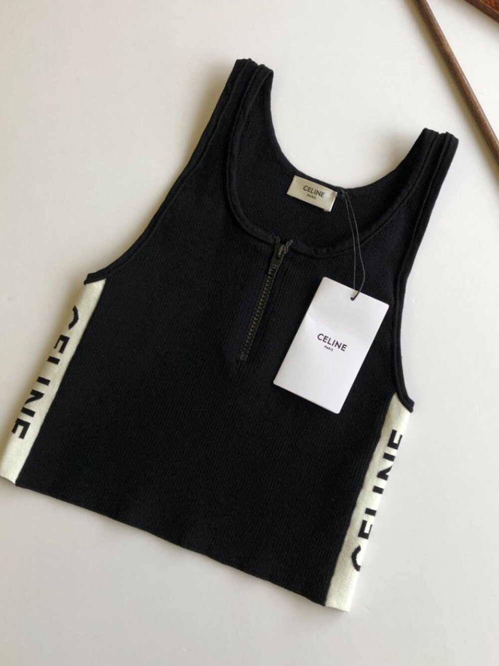 🧶 Celine Black Knit Tank – Soft, Structured & Iconic 🖤